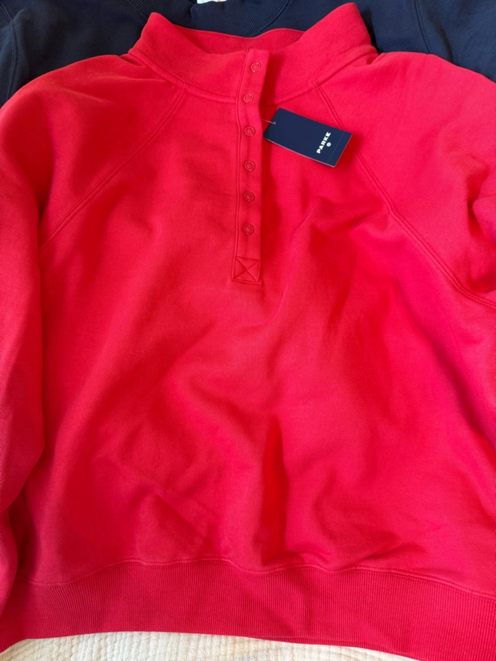 NWT PARKE x Target Red Pullover Mockneck Sweatshirt with Button Placket L/XL